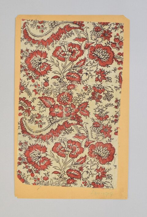 Vintage Red Floral Textile Sample