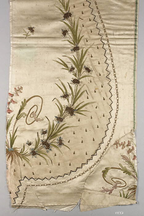 Antique Hand-Painted Silk Textile Fragment