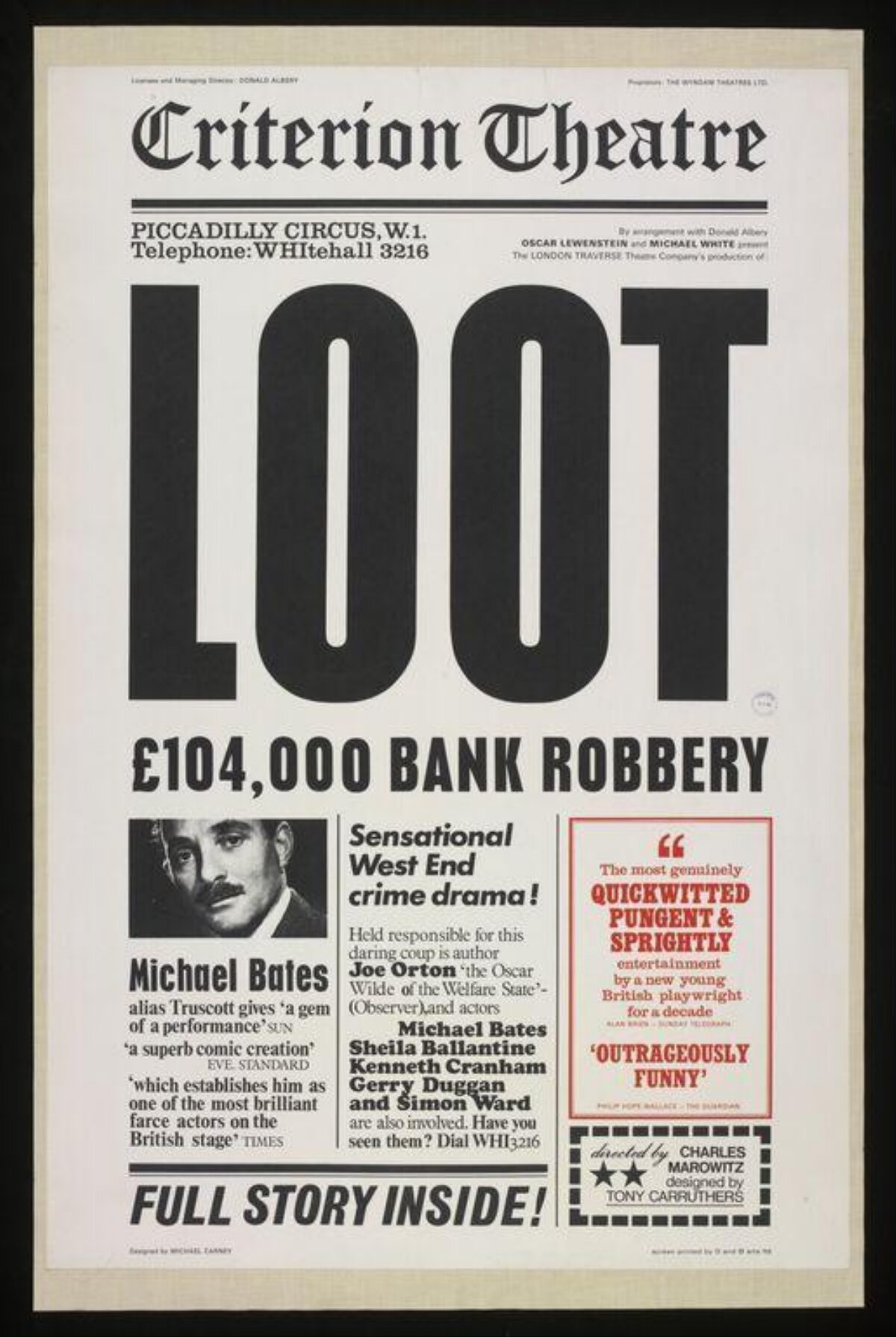 Loot Play Poster for Criterion Theatre