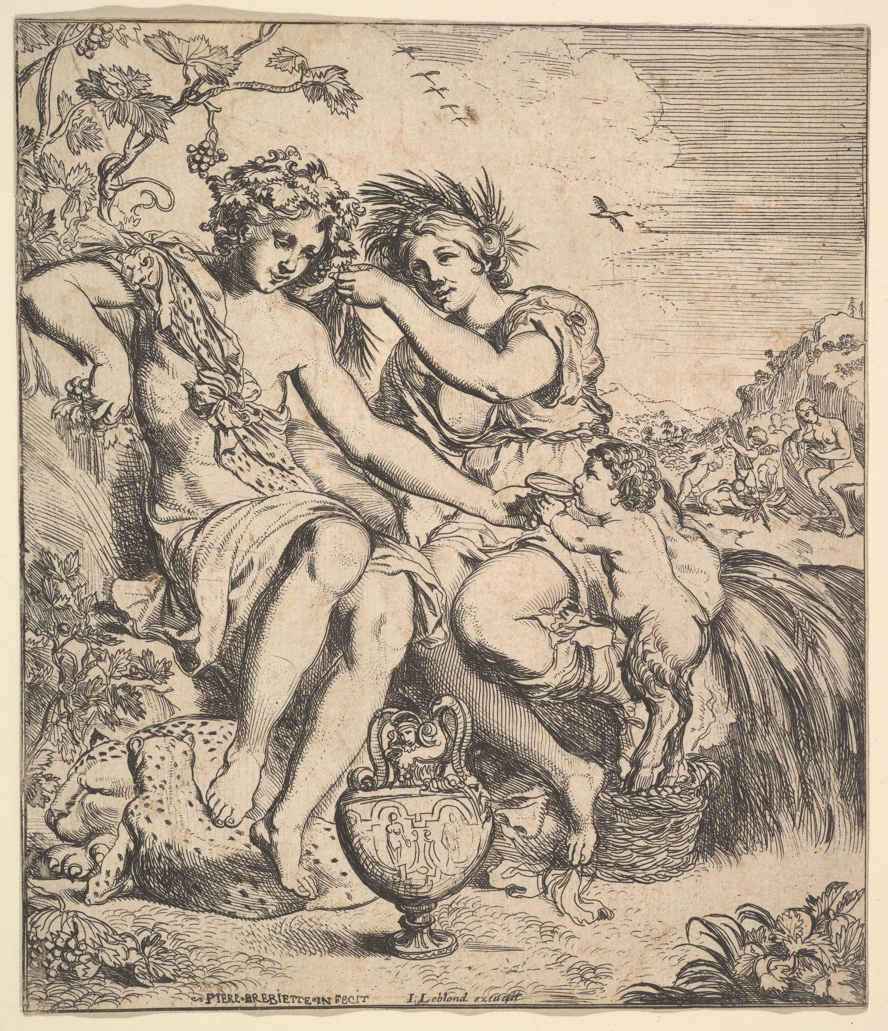 Bacchus and Ceres Antique Etching