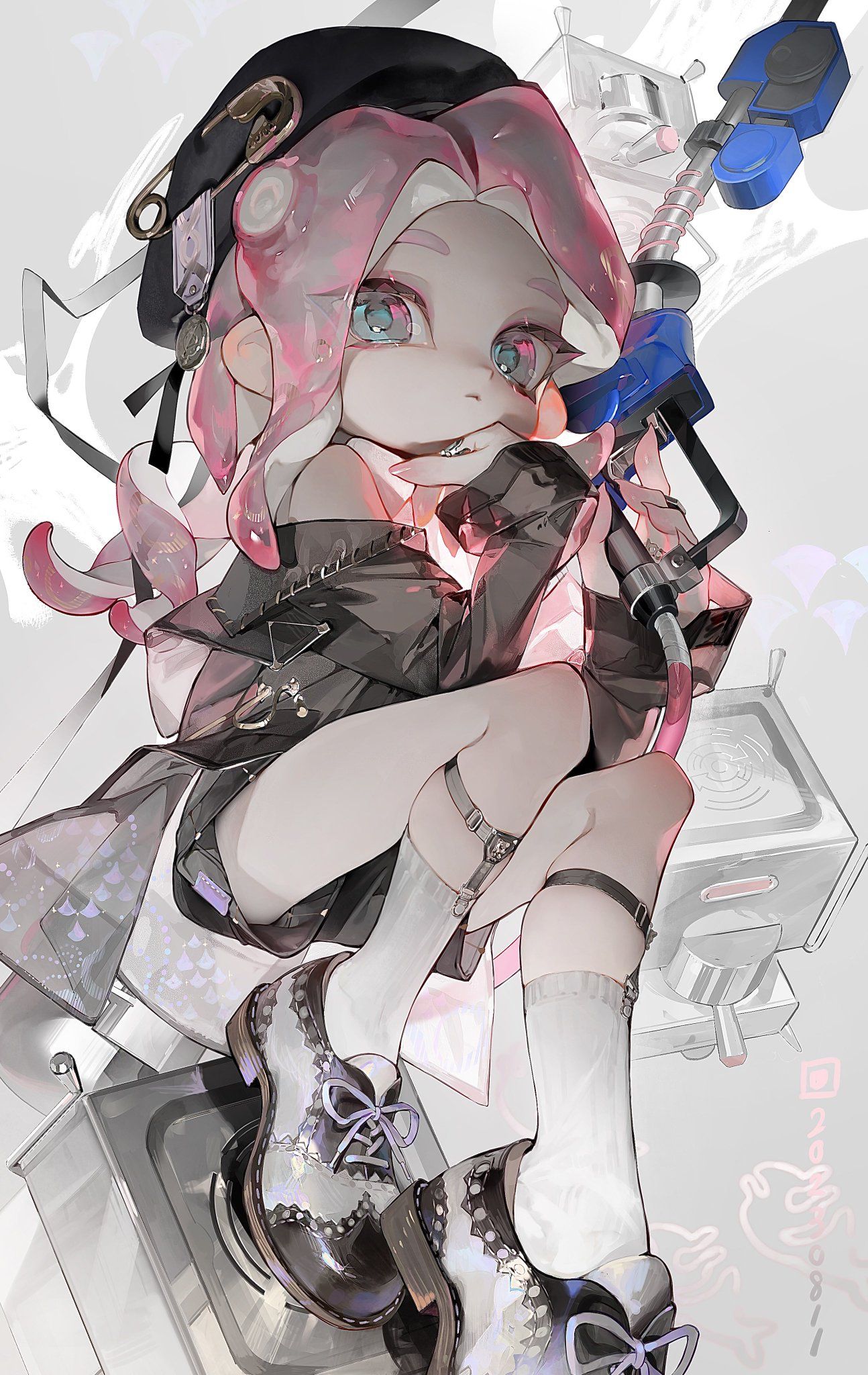 Pink Haired Octoling Anime Girl