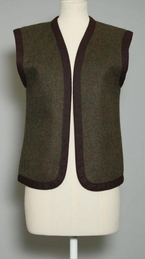 Mixed Brown Open Front Knit Vest
