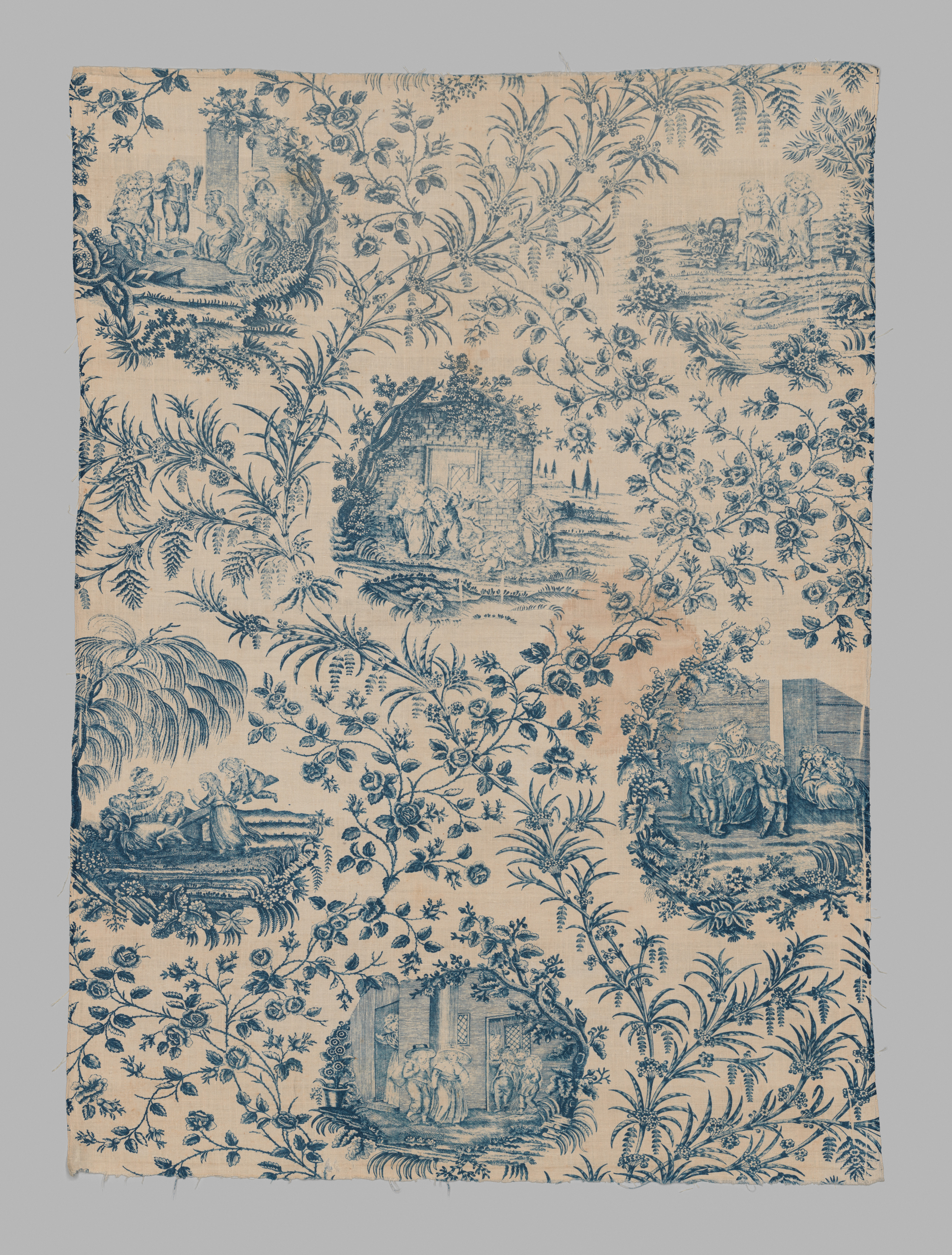 Blue Printed Antique Textile Fragment
