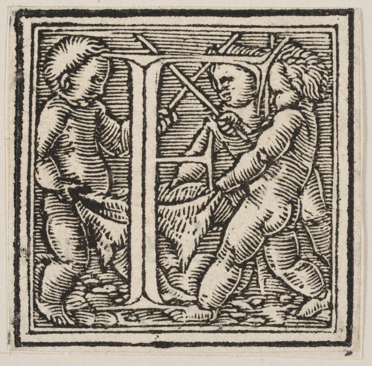 Decorated Initial N Woodcut — Business