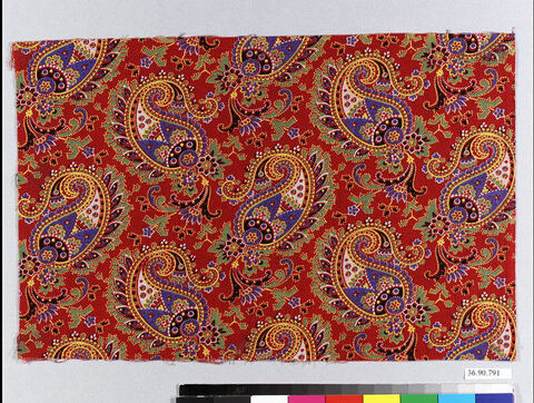 Red Paisley Printed Textile Sample