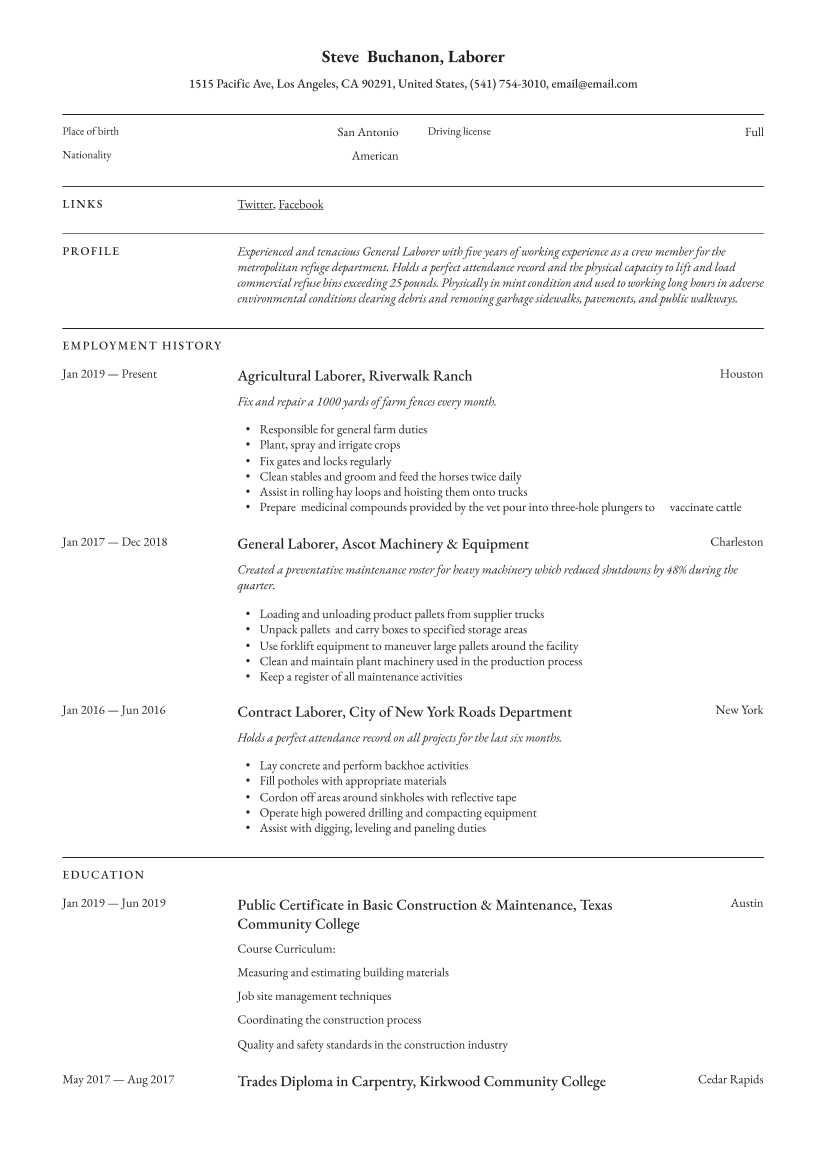 General Laborer Resume Sample & Writing Guide_3