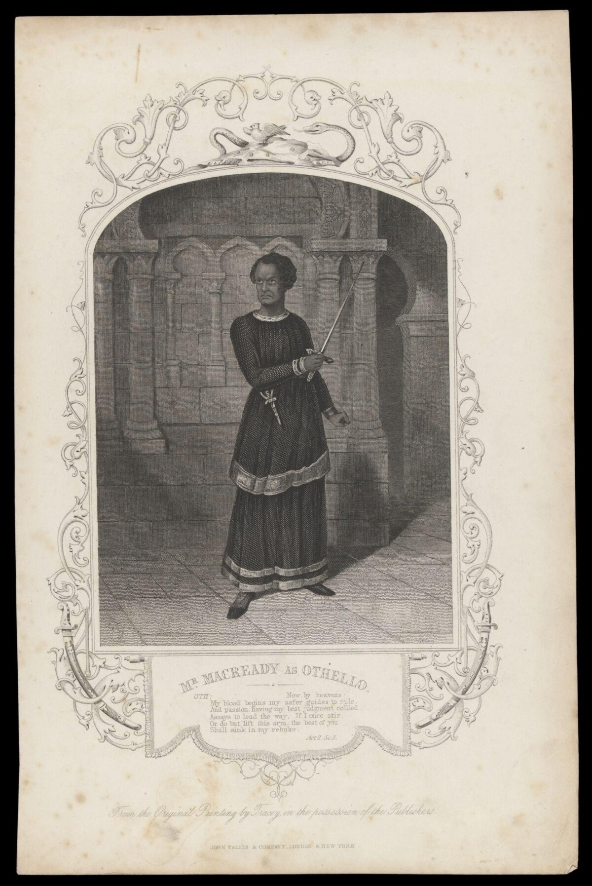 Macready as Othello Antique Engraving