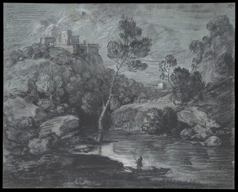 River Landscape with Fisherman Sketch