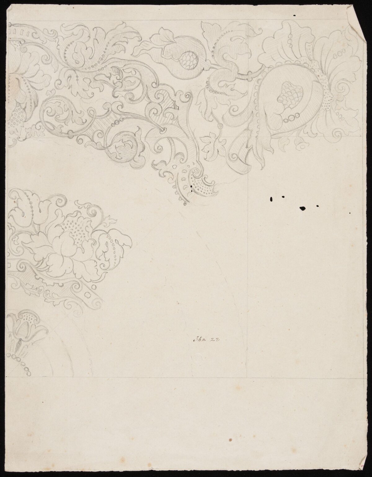 Pencil Sketch of Ornate Floral Scrollwork