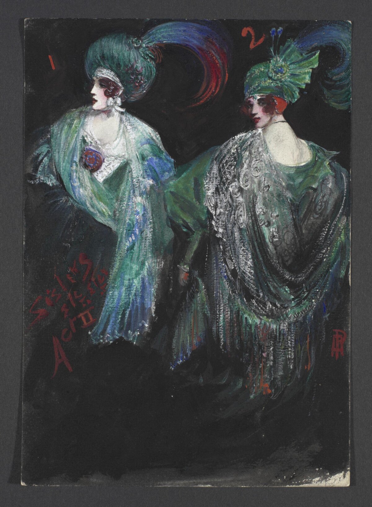 Costume Sketch of Two Sisters