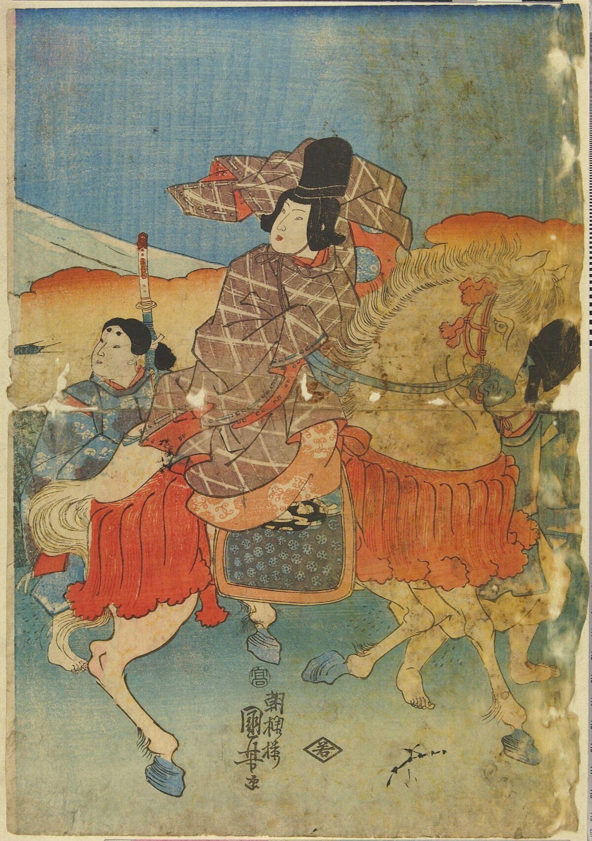 Ukiyo-e Noblewoman Riding Horse