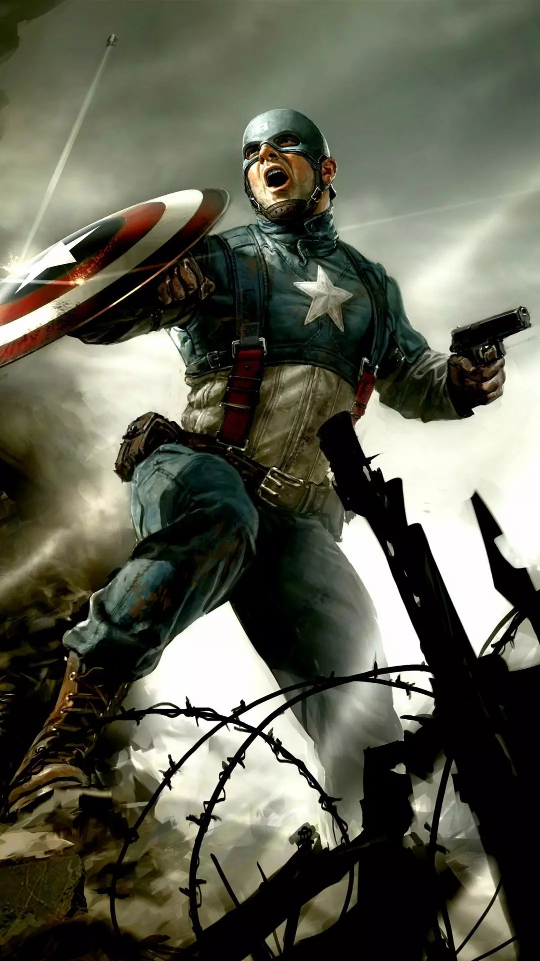 Captain America on Wartime Battlefield