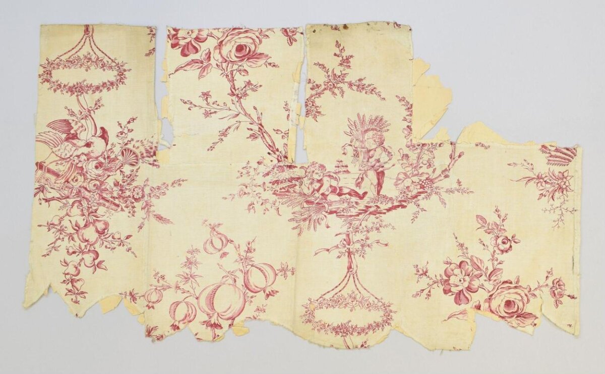 Fragments of Pink Printed Toile Fabric