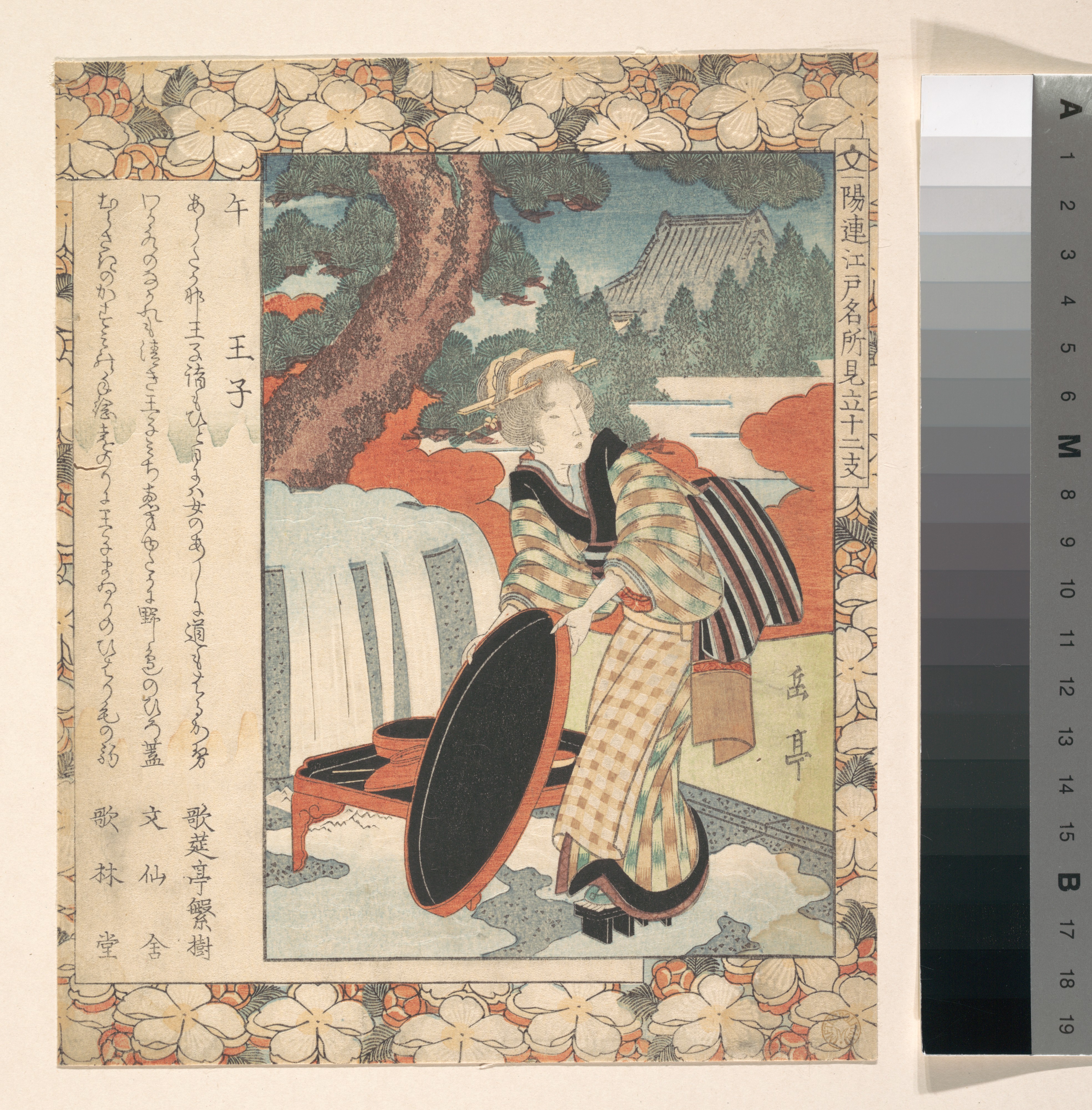 Ukiyo-e Woman at Oji Waterfall