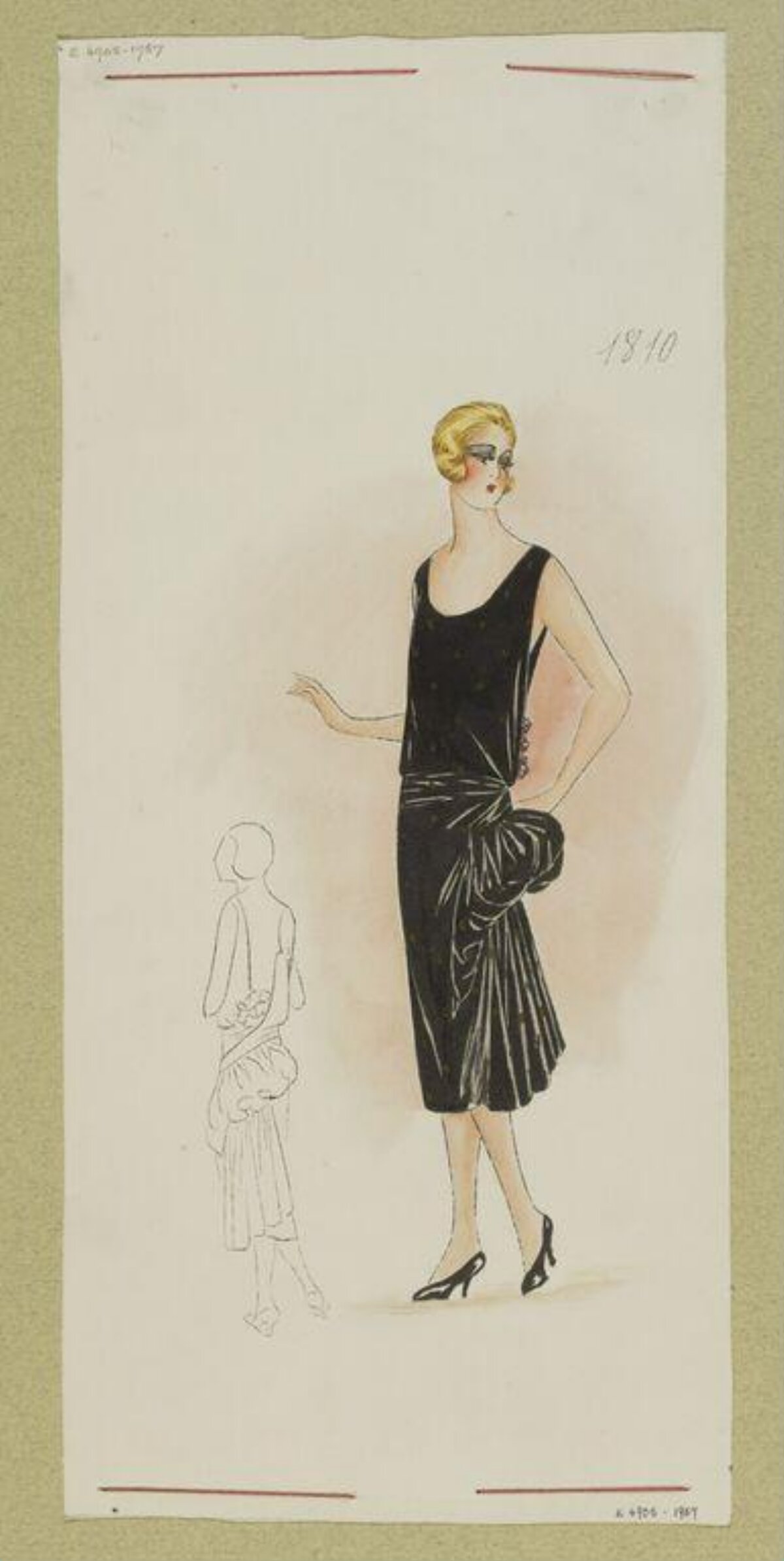1920s Black Dress Fashion Sketch