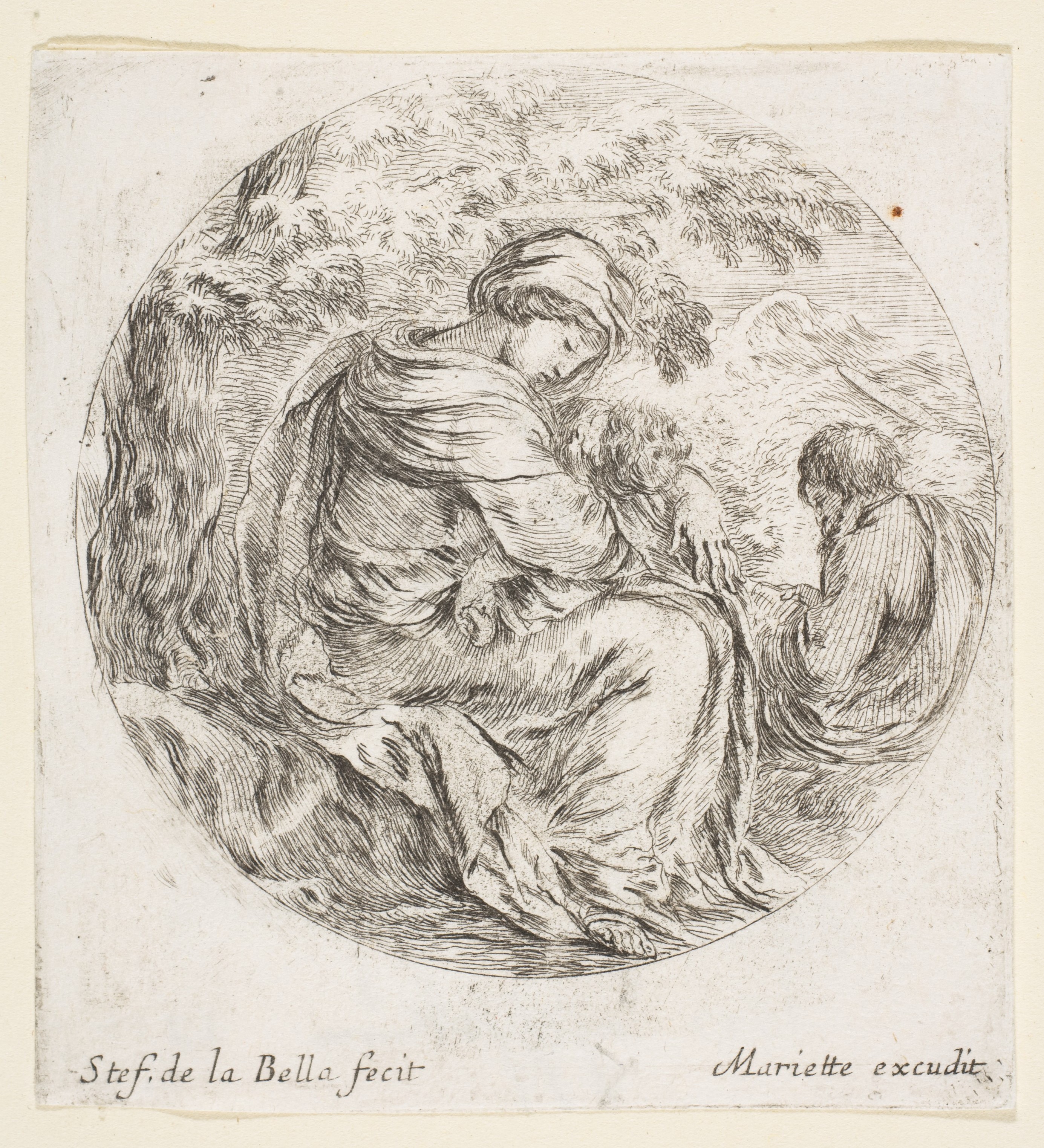 Etching of Resting Holy Family