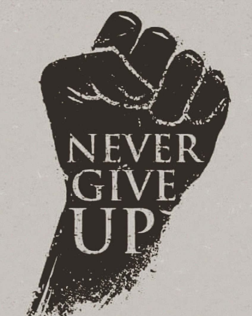 Never Give Up Motivational Graphic