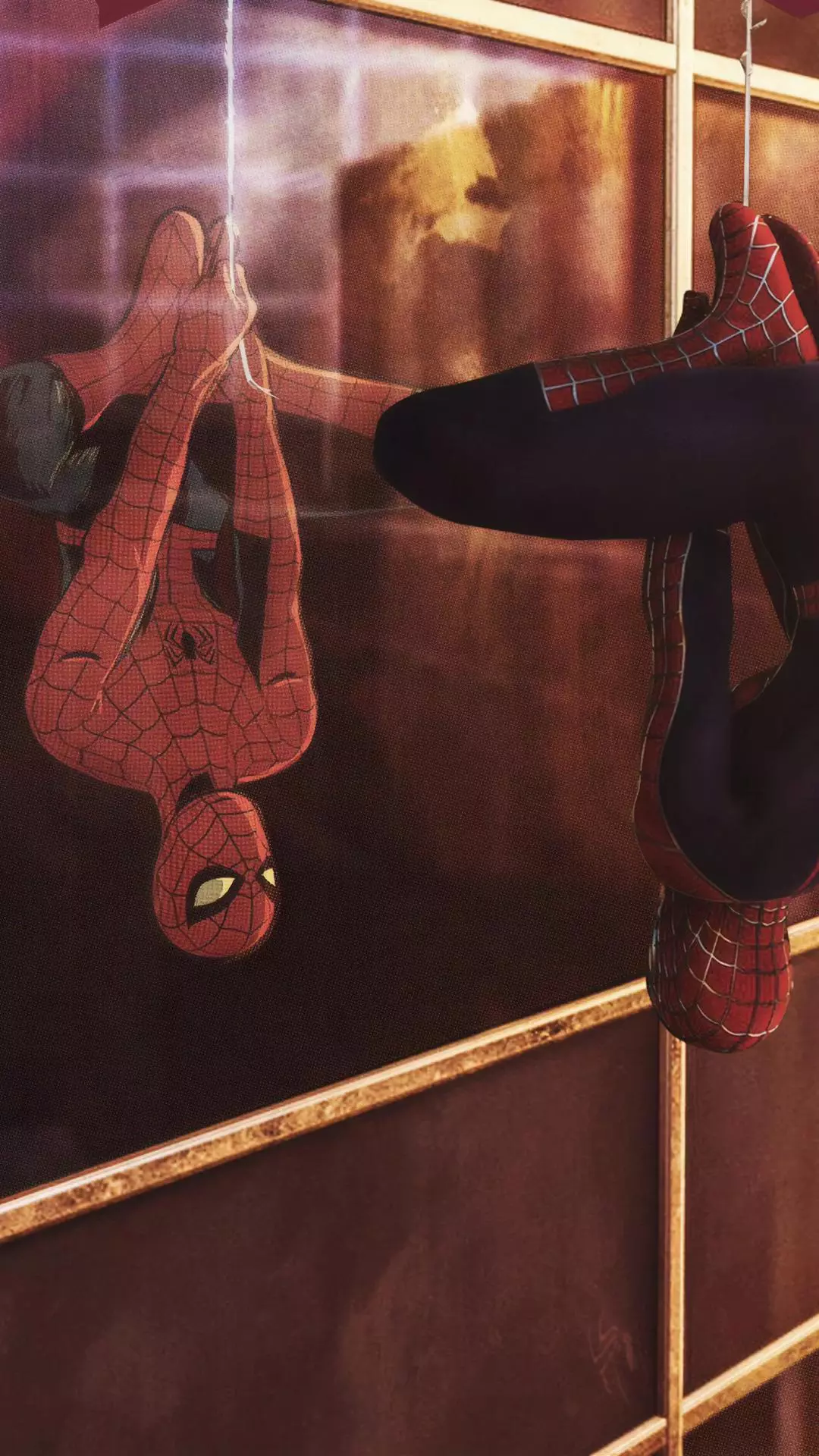 Spider-Men Hanging Upside Down