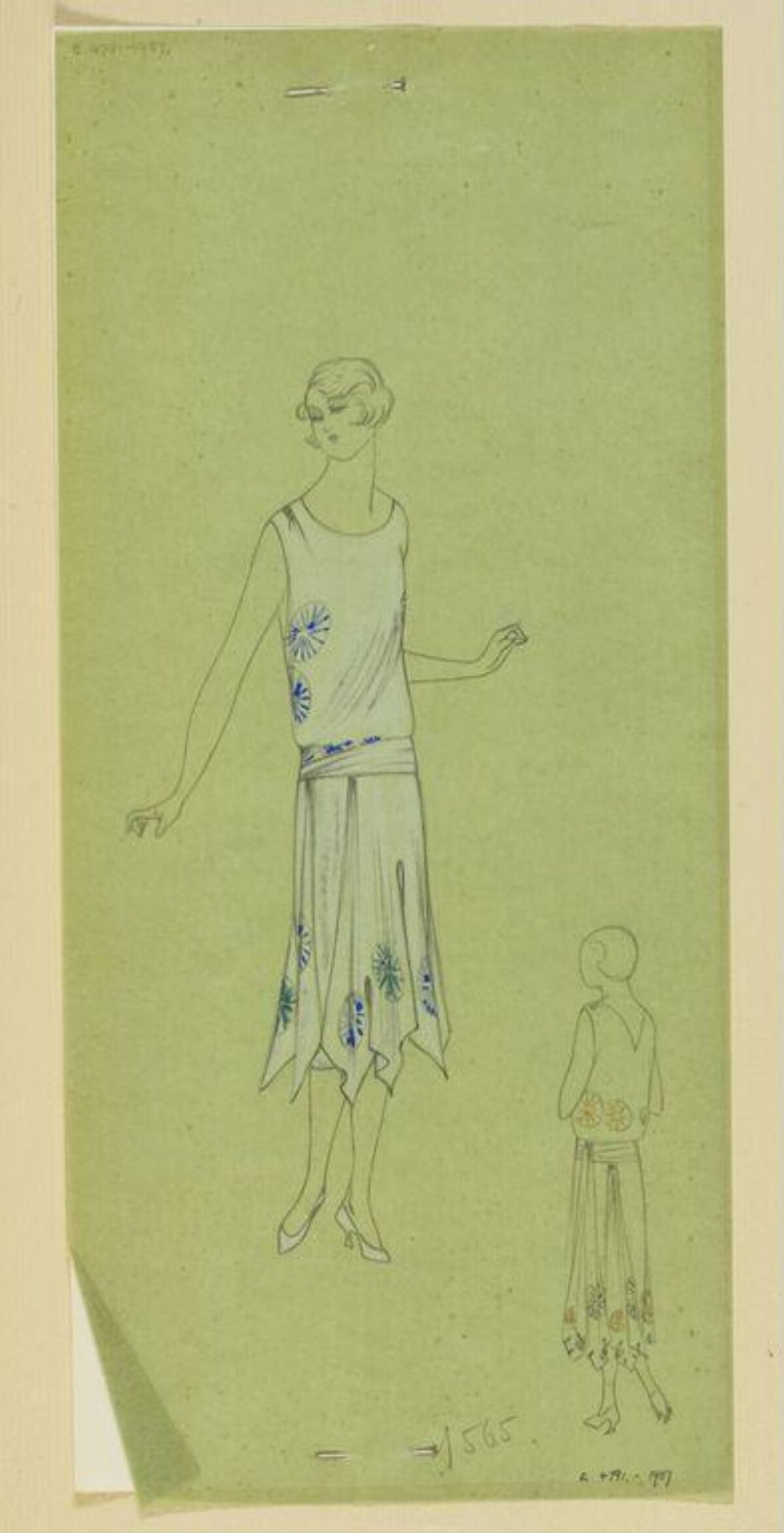 1920s Women's Dress Fashion Sketch