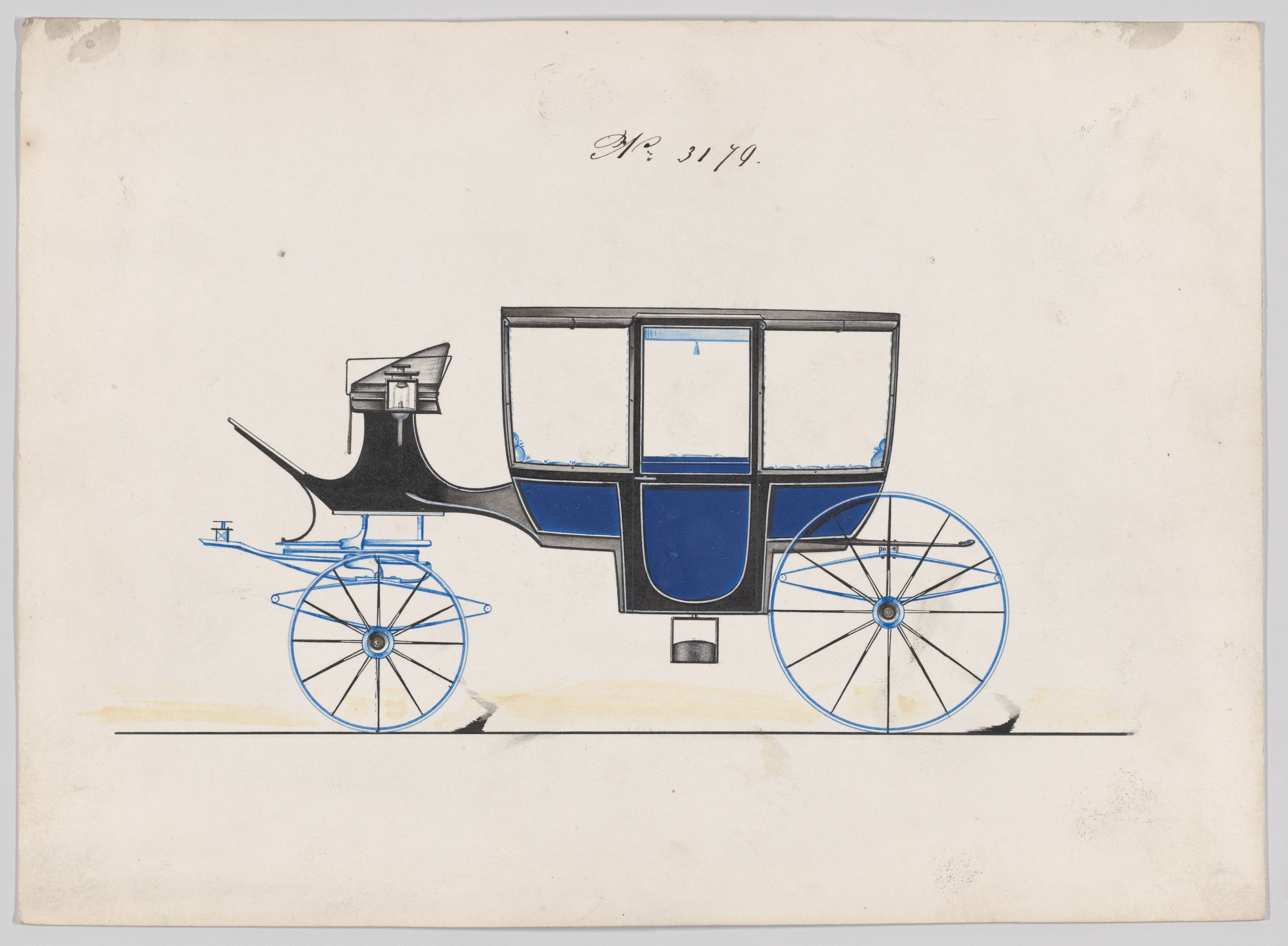 Design Drawing of Vintage Horse Carriage