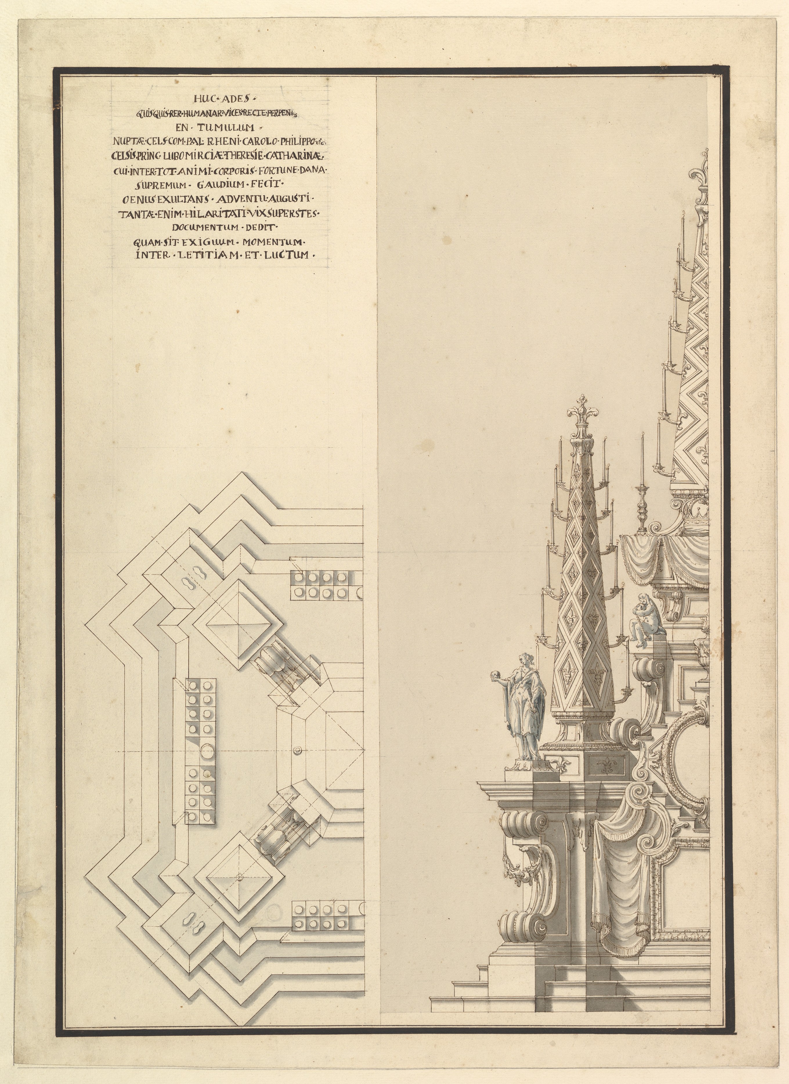 Architectural Drawing of a Funeral Monument