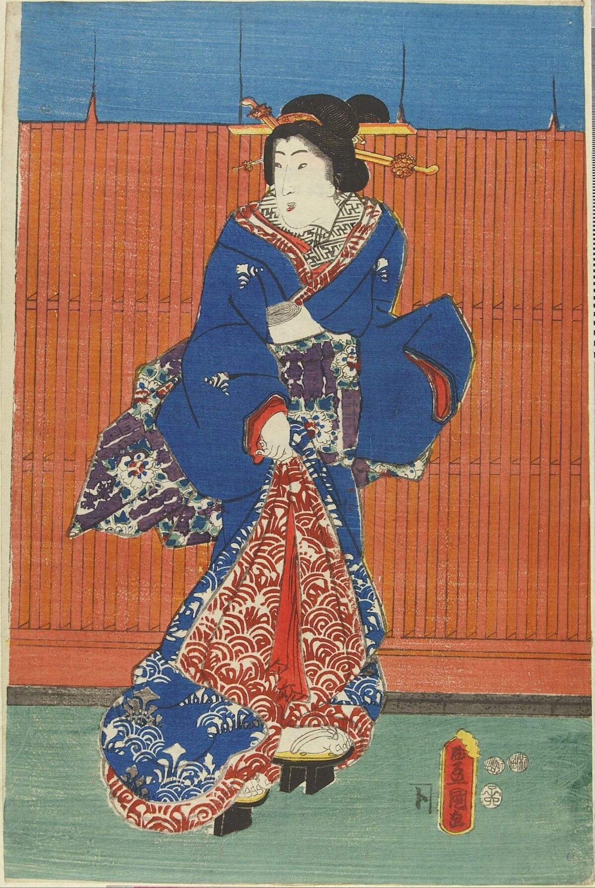 Japanese Ukiyo-e Woman in Kimono