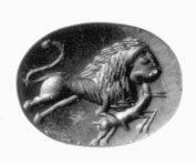 Oval Carved Lion Relief