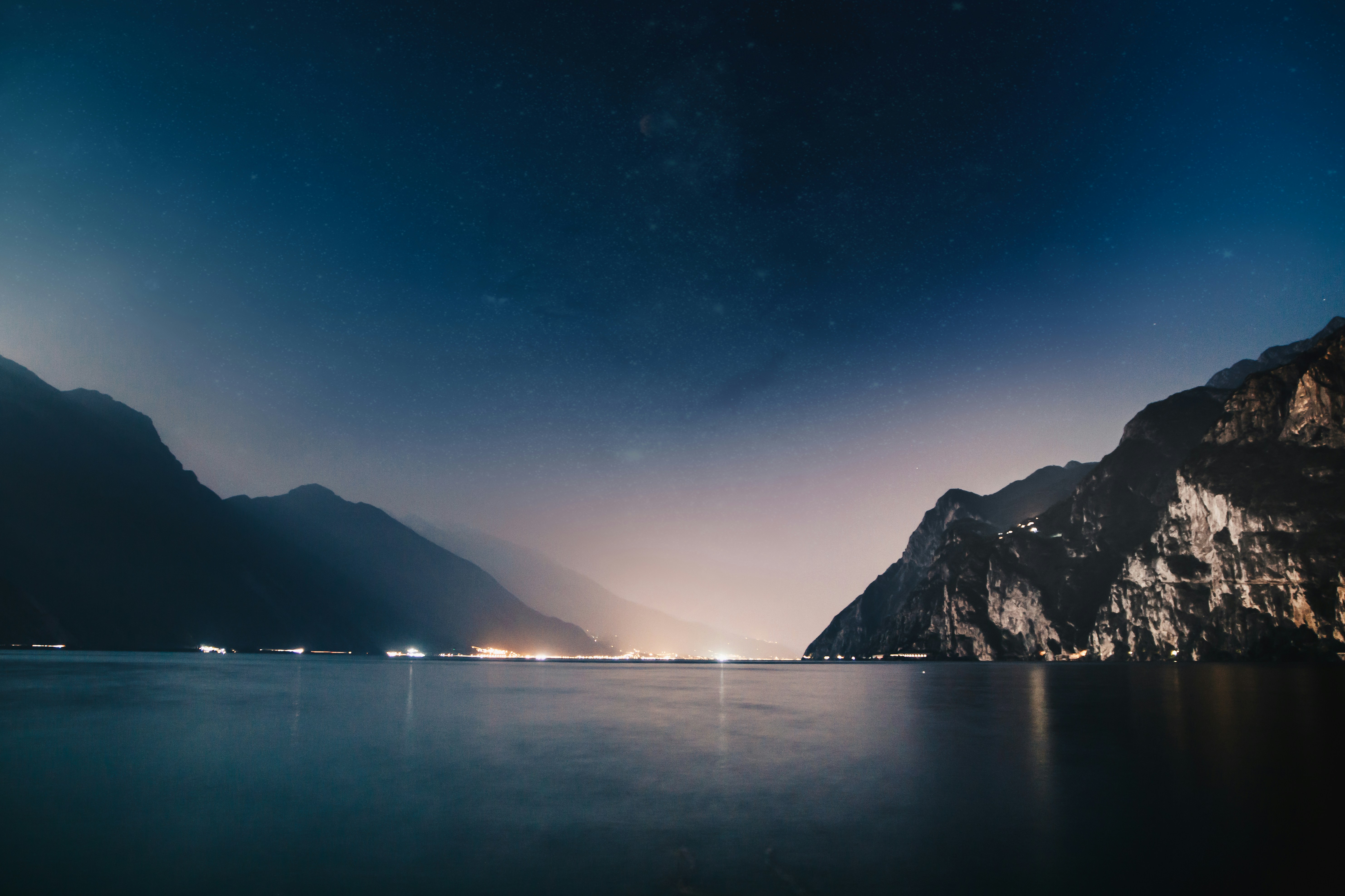Mountain Lake Night View