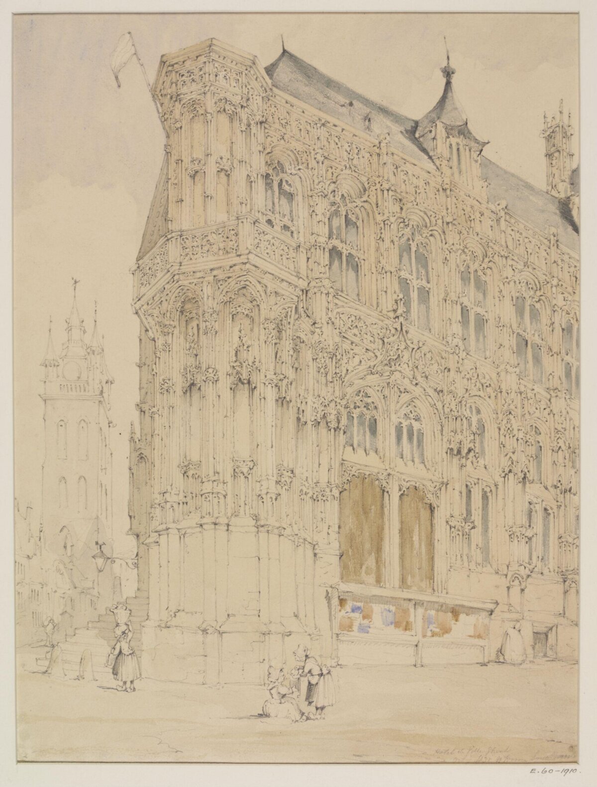 Gothic Town Hall Architectural Sketch