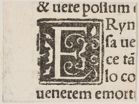 Early Printed Text With Decorated Initial E