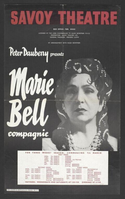 Savoy Theatre Marie Bell Performance Poster