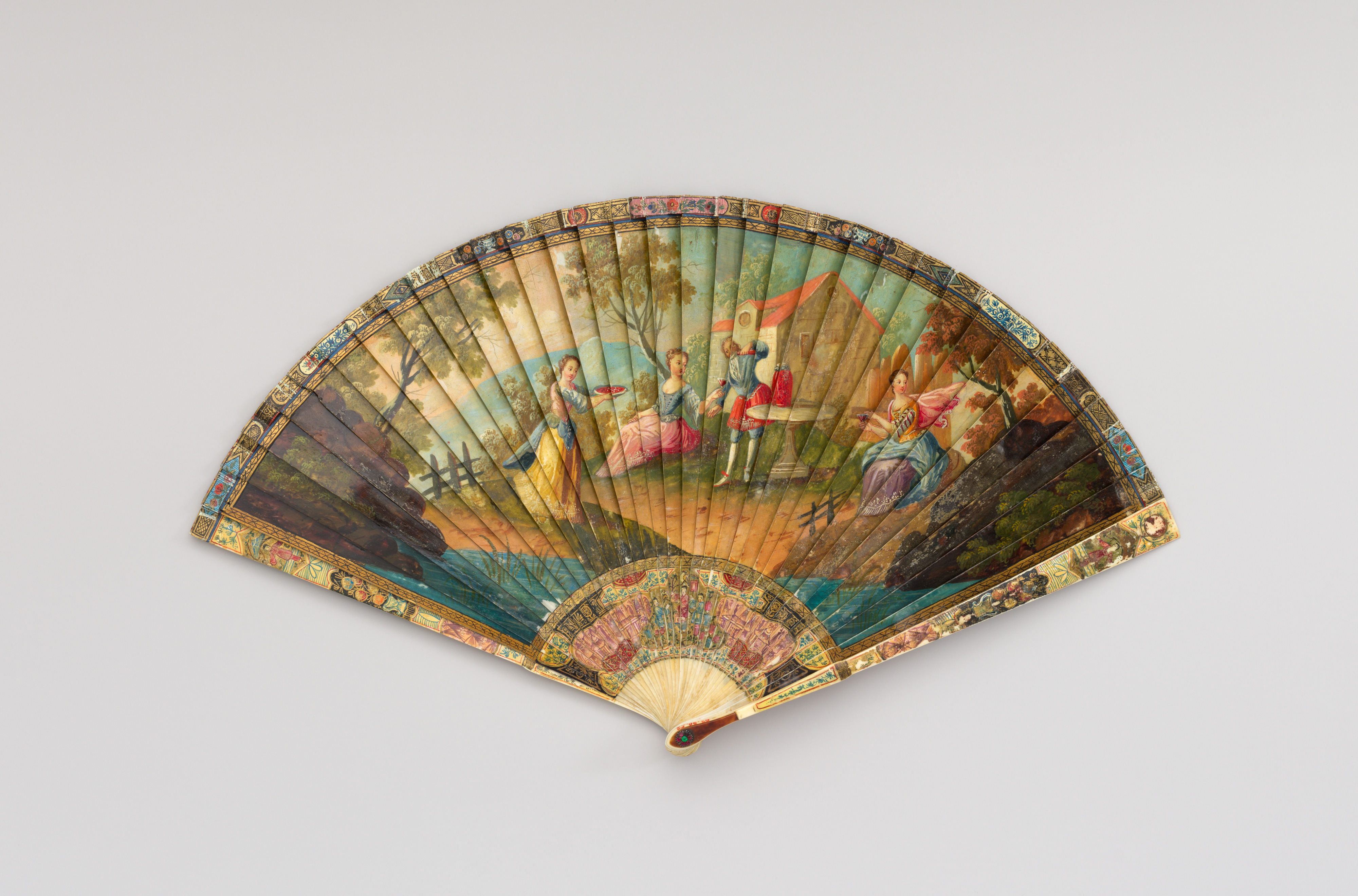 Antique Painted Folding Fan