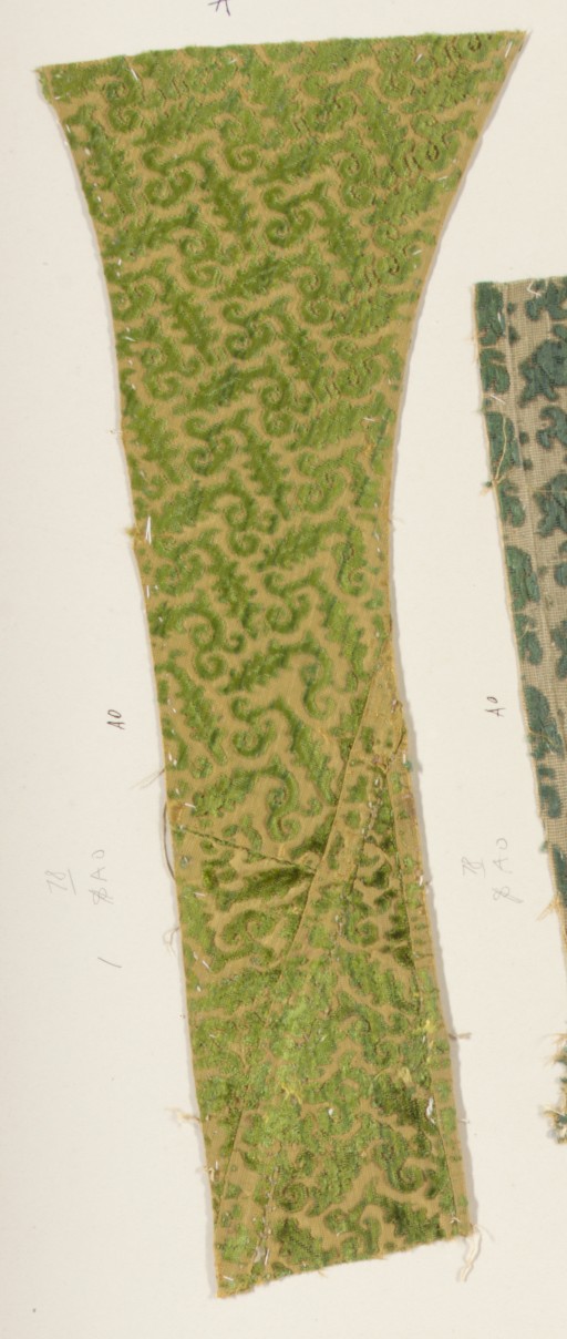 Green Patterned Antique Textile Fragment