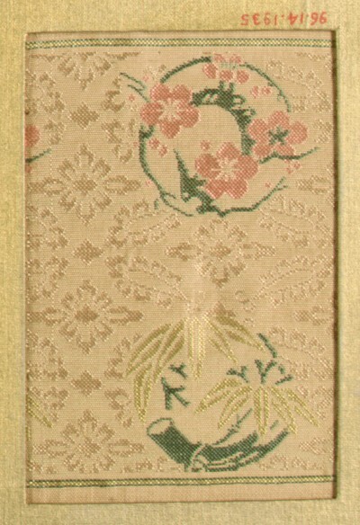 Plum and Bamboo Woven Textile Fragment