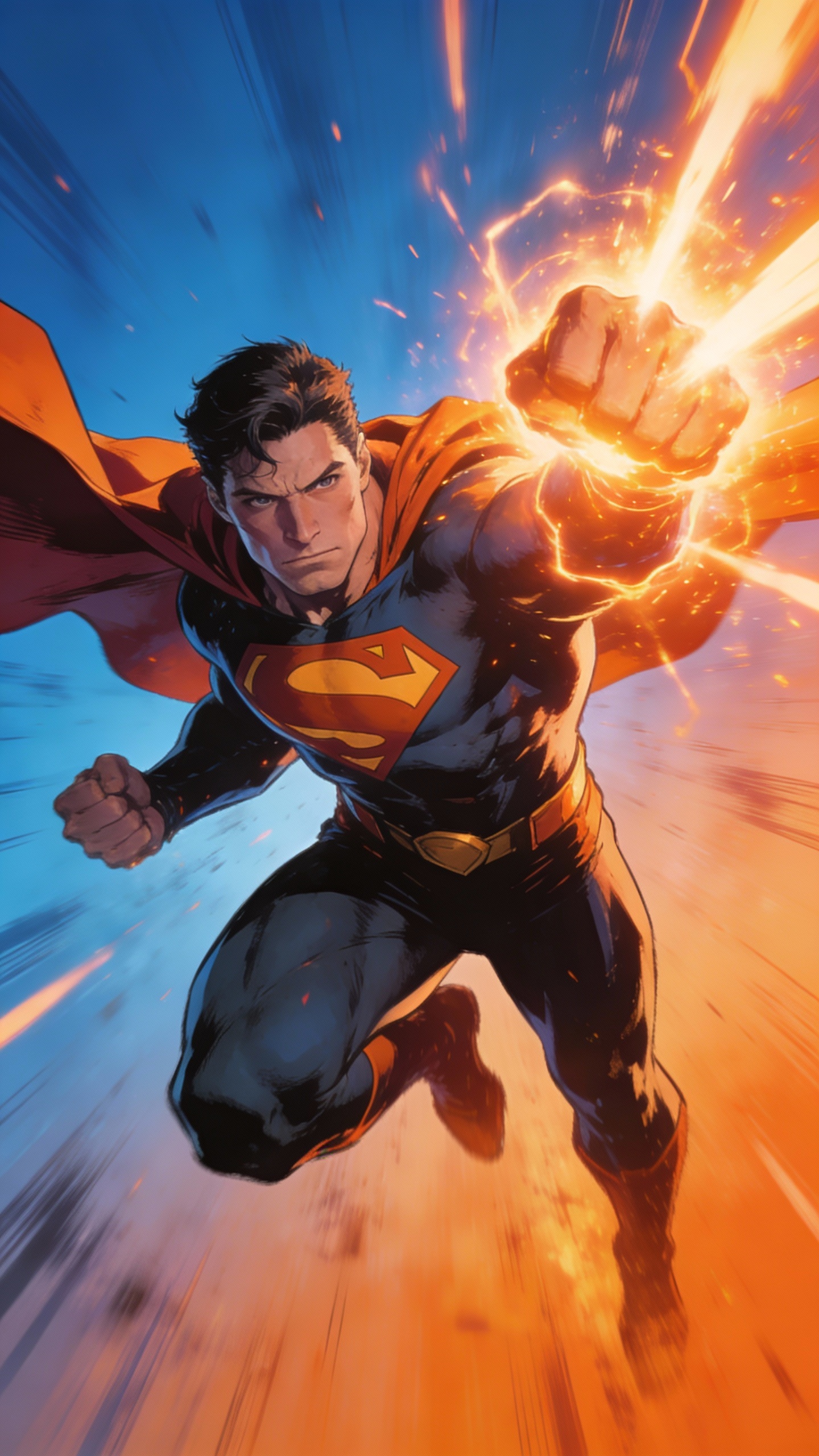 Superman Charging Into Action