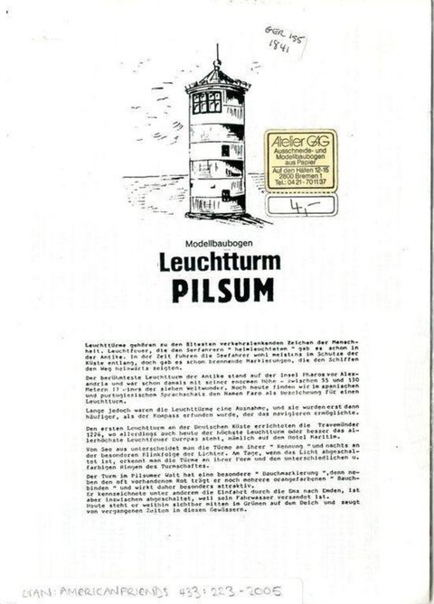 Pilsum Lighthouse Model Sheet