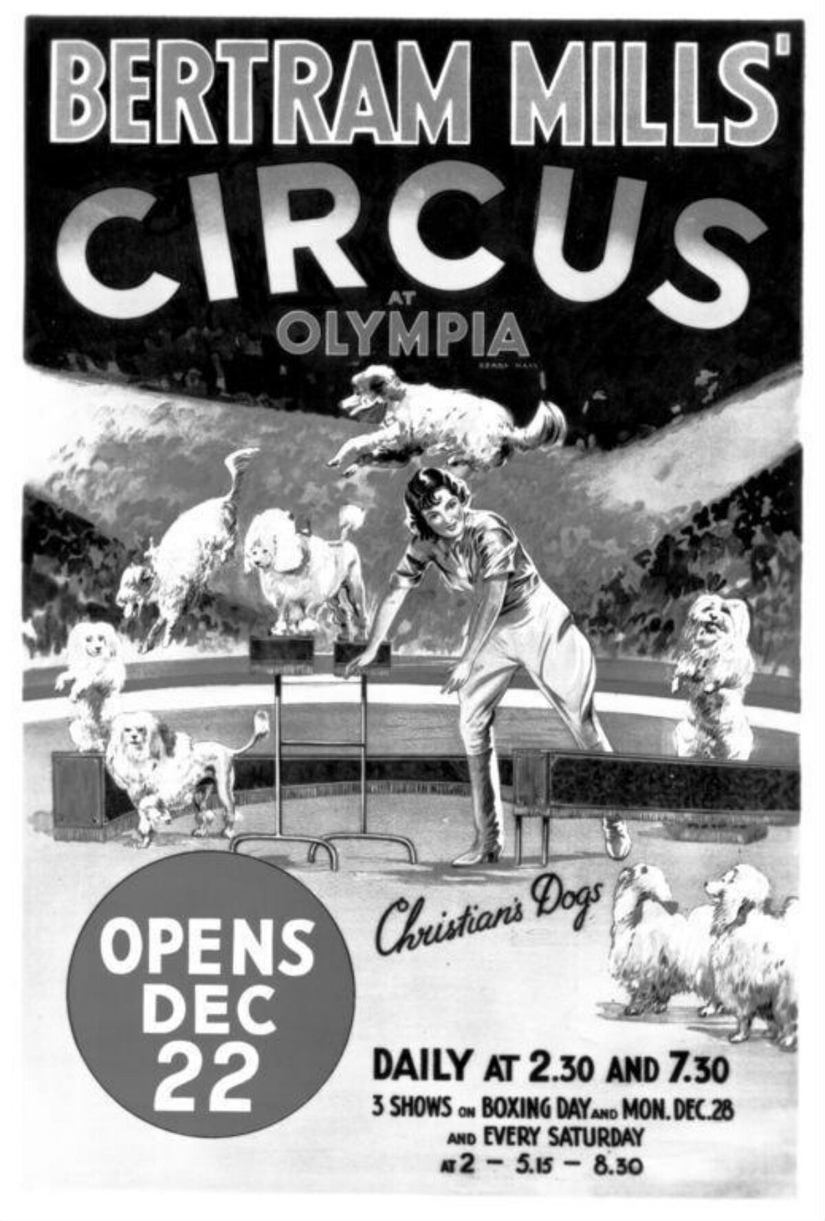 Bertram Mills Circus Dog Act Poster