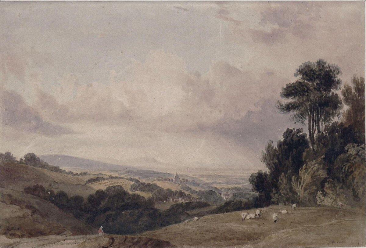 Pastoral Landscape Watercolor Painting