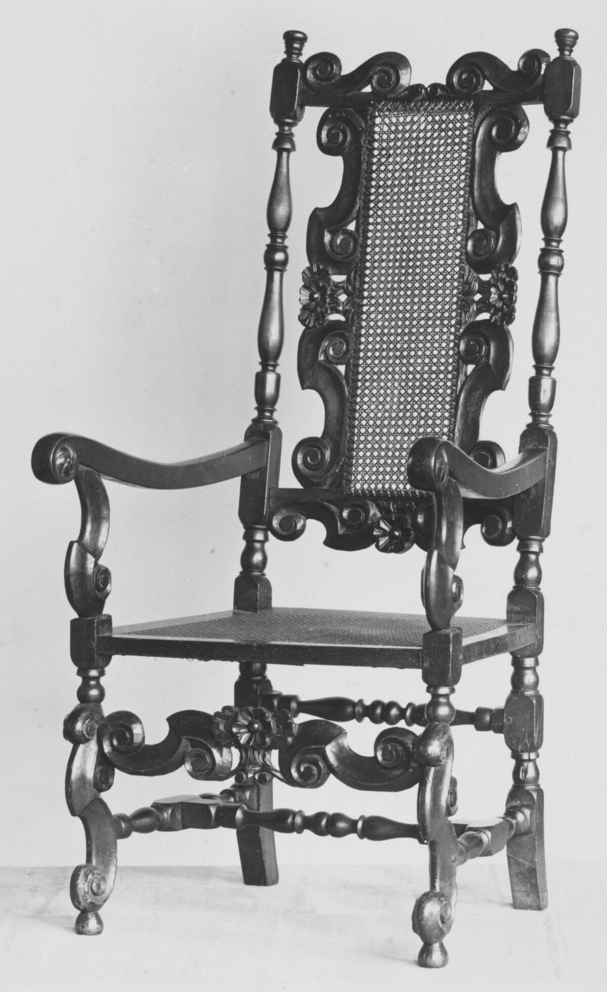 Antique Carved Caned Armchair
