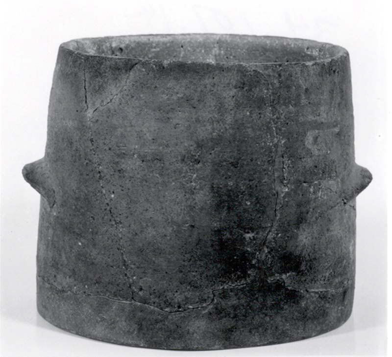 Ancient Double-lug Gray Pottery Vessel