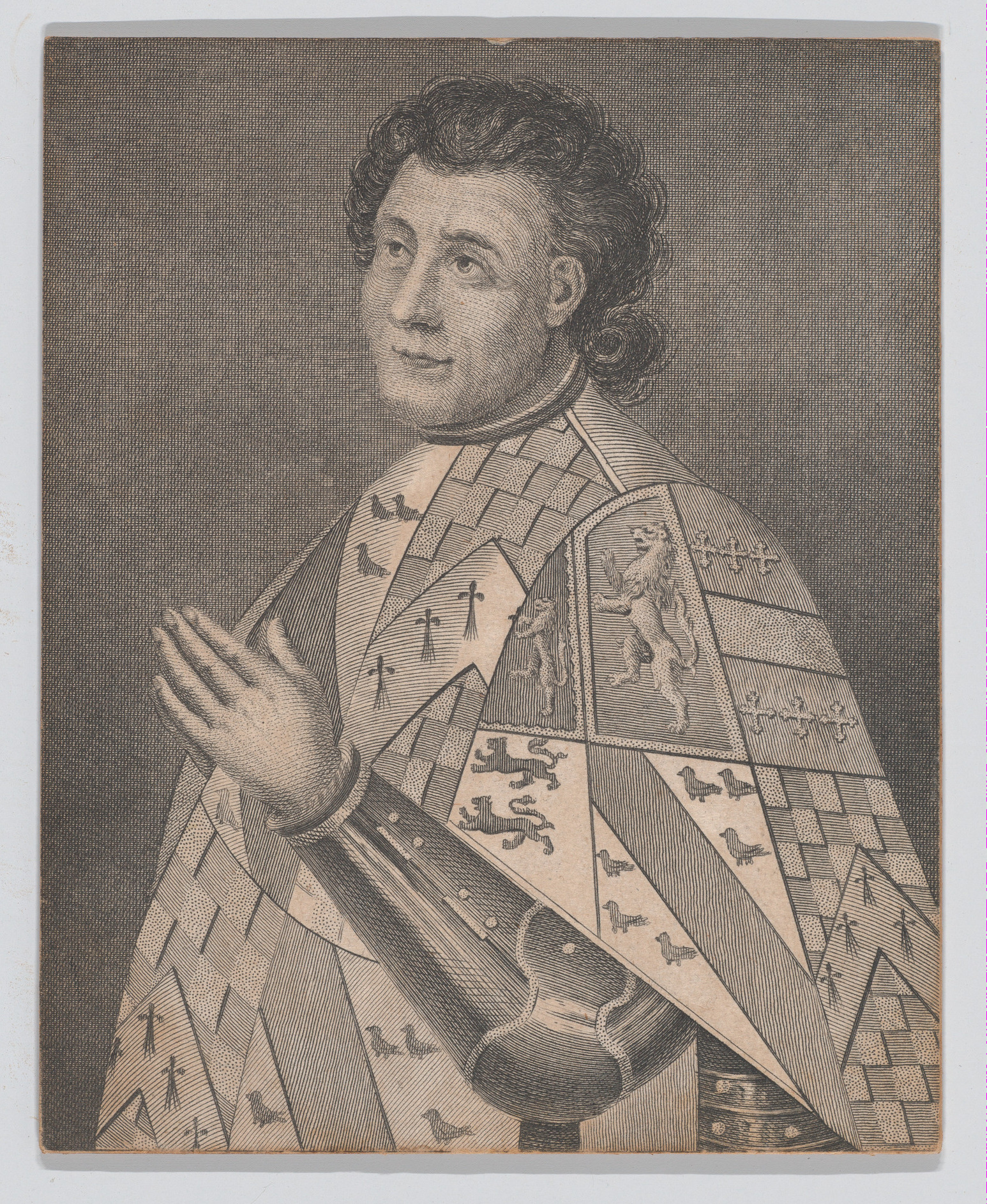 Engraved Portrait of Medieval Noble