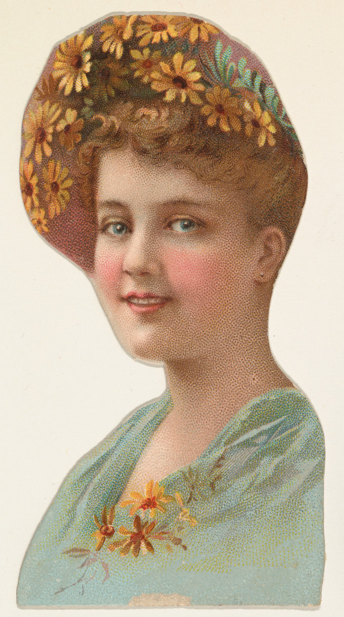 Vintage Portrait of Woman With Flower Hat