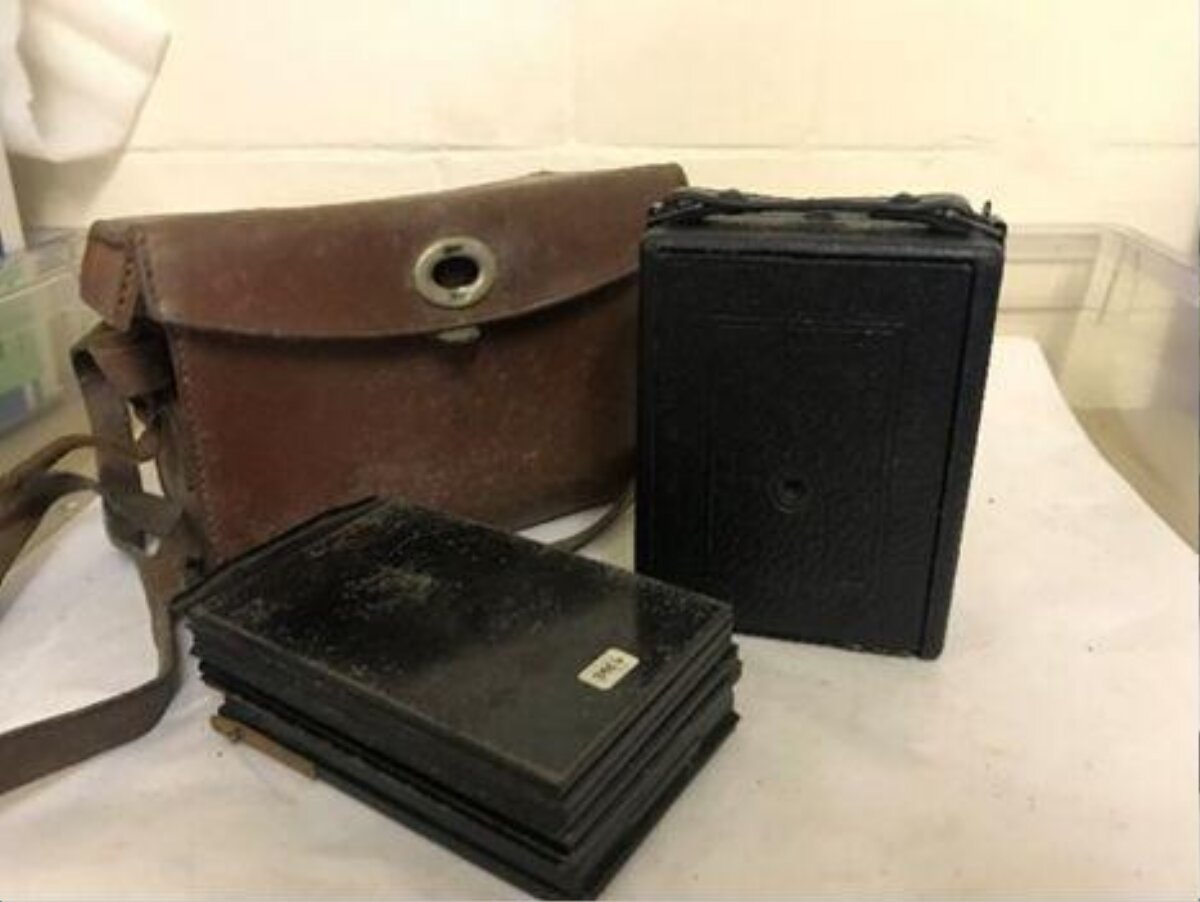 Vintage Folding Camera and Accessories