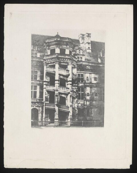 Black and White Print of Castle Staircase