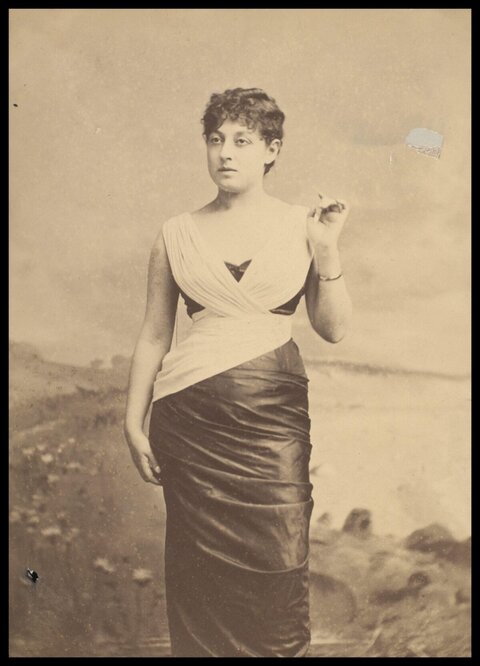 Vintage Sepia Portrait of Standing Woman