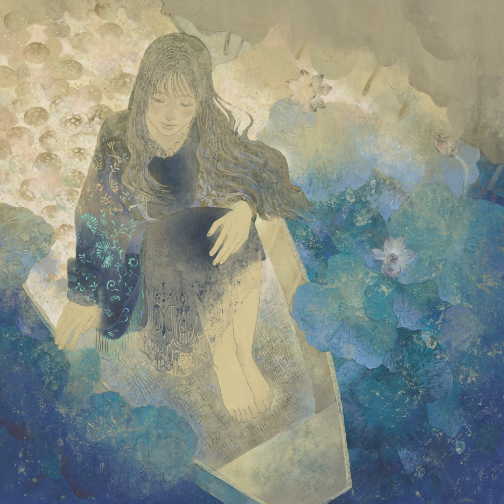 Young Woman Among Lotus Leaves