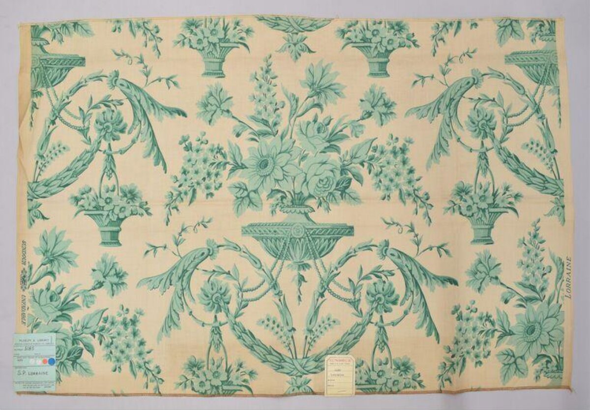 Vintage Green Floral Textile Sample