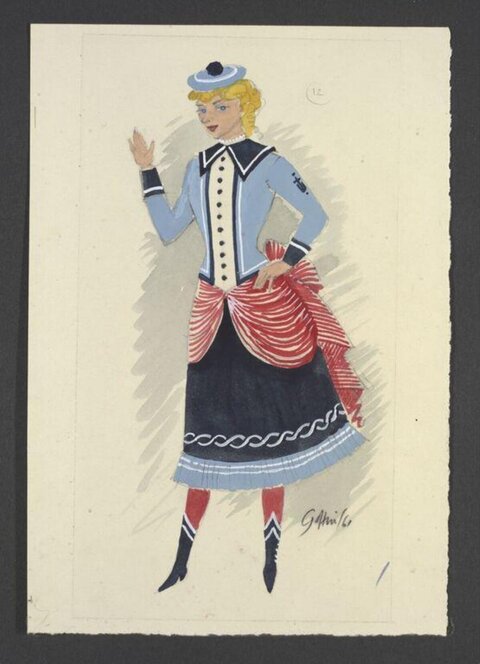Vintage Female Costume Design Sketch