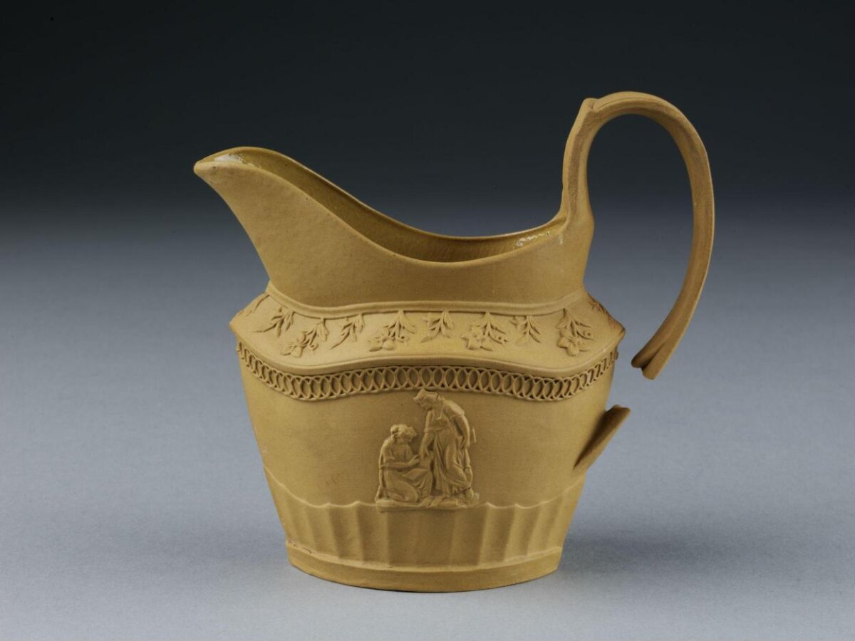 Yellow Relief Decorated Ceramic Pitcher