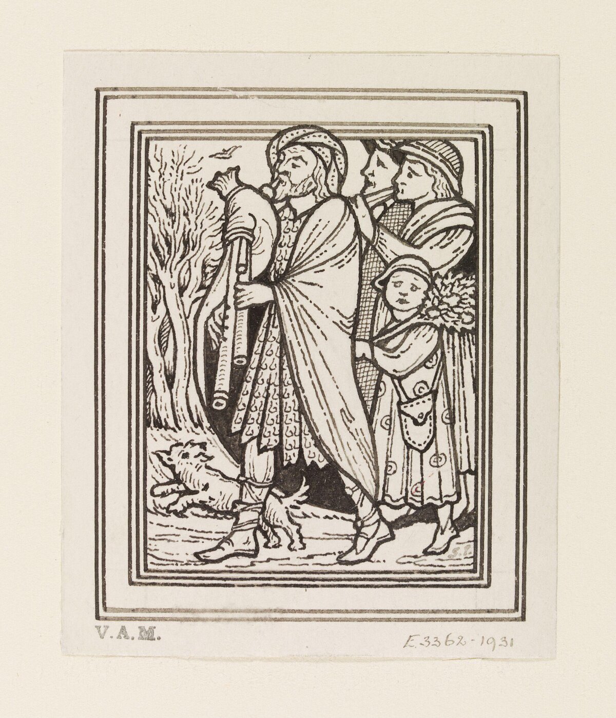 Woodcut of Traveling Musicians
